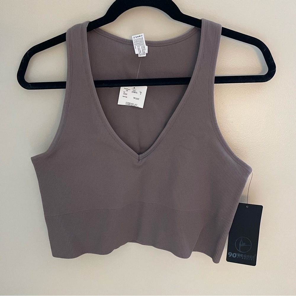 90 Degrees by Reflex Ribbed Mocha  Tank, Size Lg, NWT